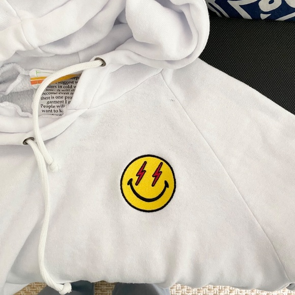 Aviator Nation Smiley Bolt Eyes Cropped Hoodie Sweatshirt - S - Picture 5 of 7